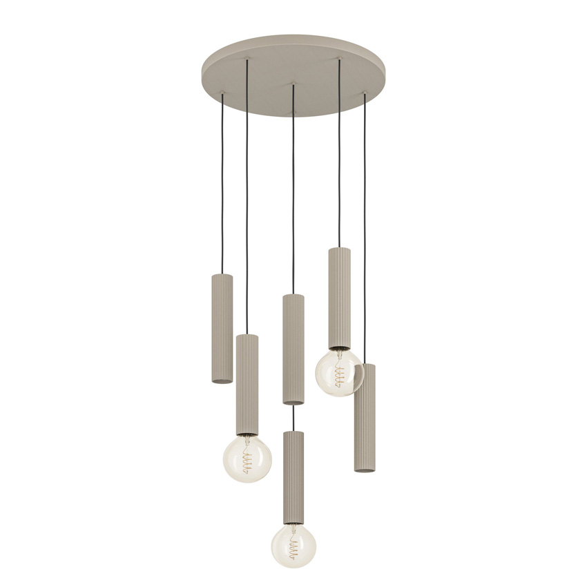 Hanglamp - zand - 96x14x102cm - dimbaar - E27 + GU10 - 3x40W + 3x7W - excl. lichtbronnen