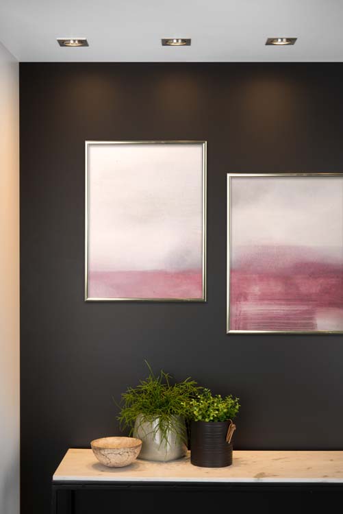 Spot encastré - chrome - carré - dimmable - GU10 - 5W - 3000K - set de 3