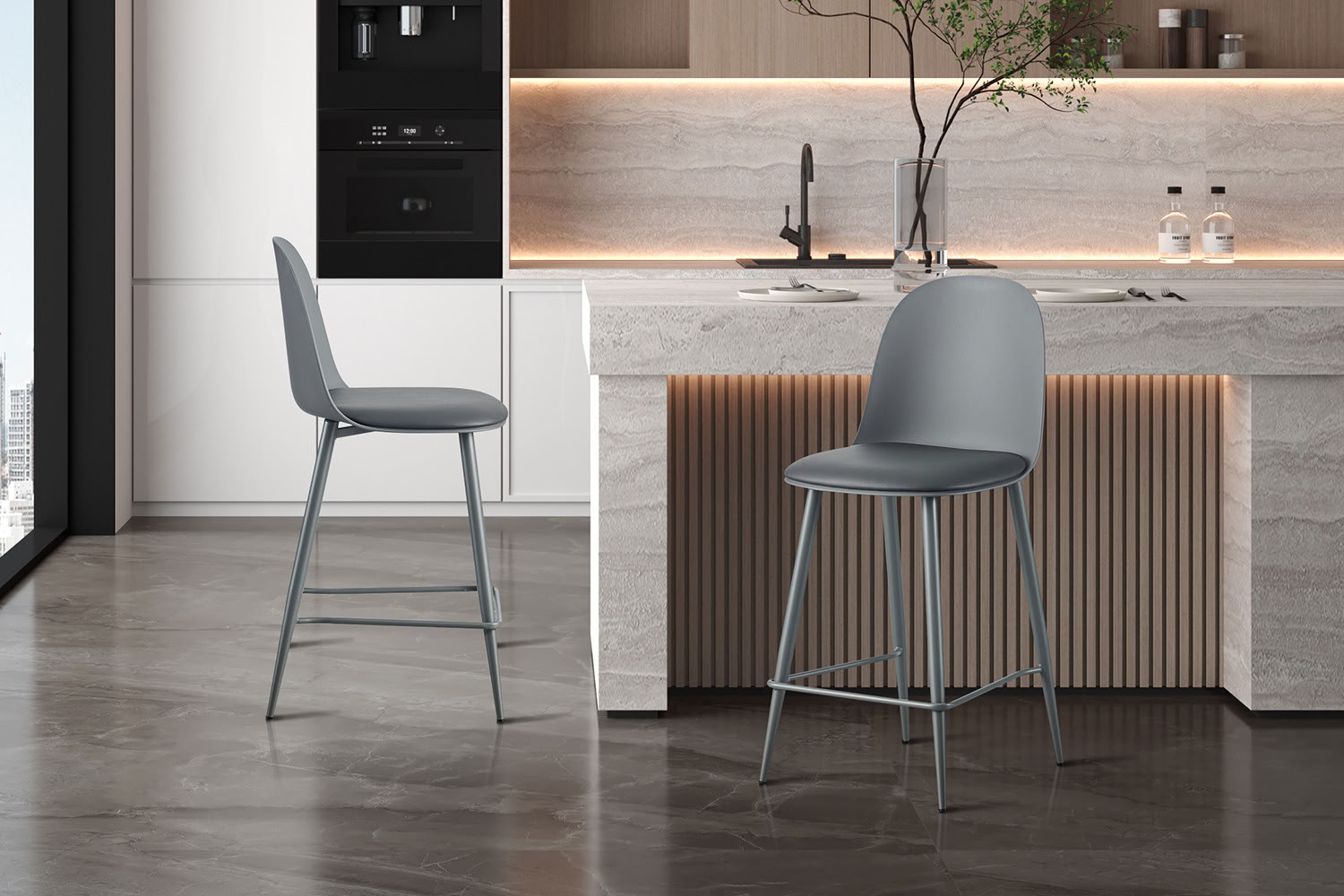 Chaise de bar Renilde grise