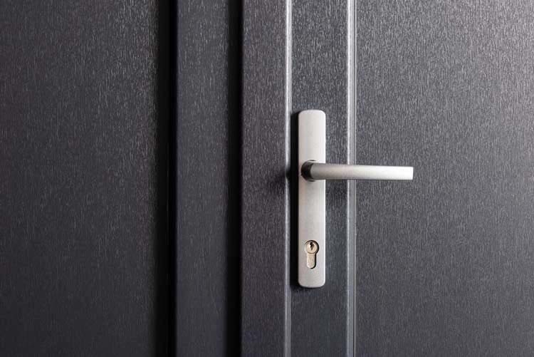 Buitendeur dubbel vlak paneel PVC antraciet/wit linkstrekkend op maat