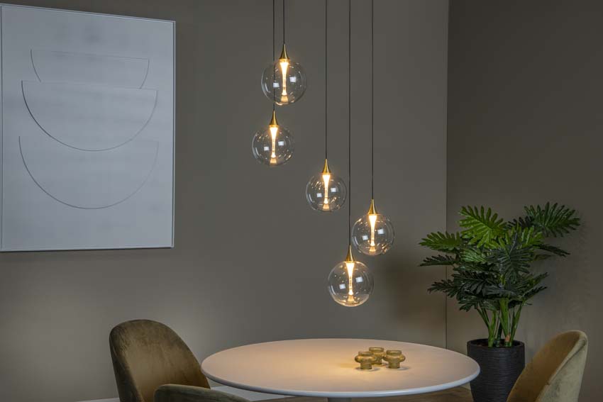 Lucide Premium Gisela - Hanglamp - Ø 48 cm - LED Dimb. - 5x3,8W 2700K - Transparant Lucide Premium Gisela - Hanglamp - Ø 48 cm - LED Dimb. - 5x3,8W 2700K - Transparant