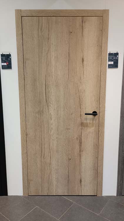Porte intérieure complète Invisible Flat realwood oak 201,5x73cm tubulaire droite + châssis 30cm