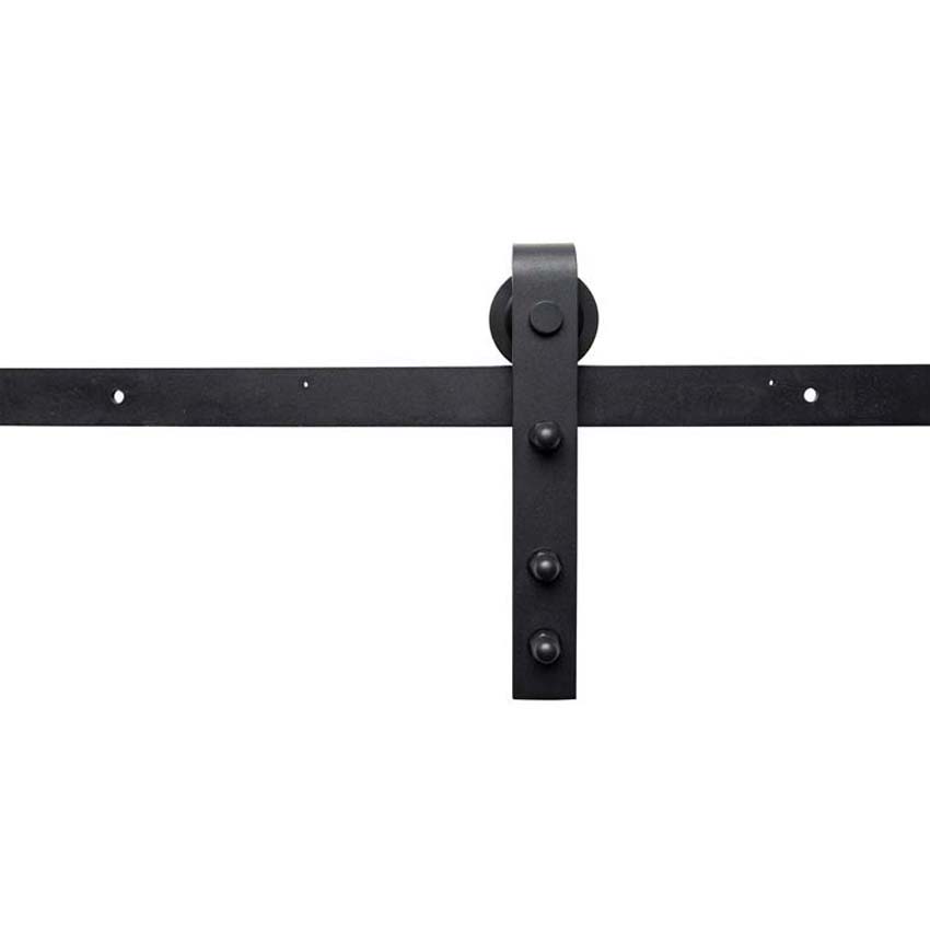 Complete enkele schuifdeur Skyline Black zwart glas op maat + rail zwart