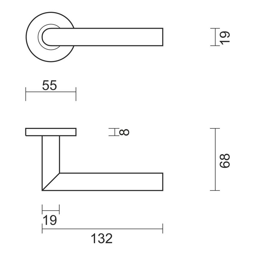 Deurkruk pro I shape mat brons rond 19mm complete set met rozetten en sleutelplaat