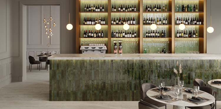 Wandtegel Cueva rechthoek glanzend donkergroen 30x60cm