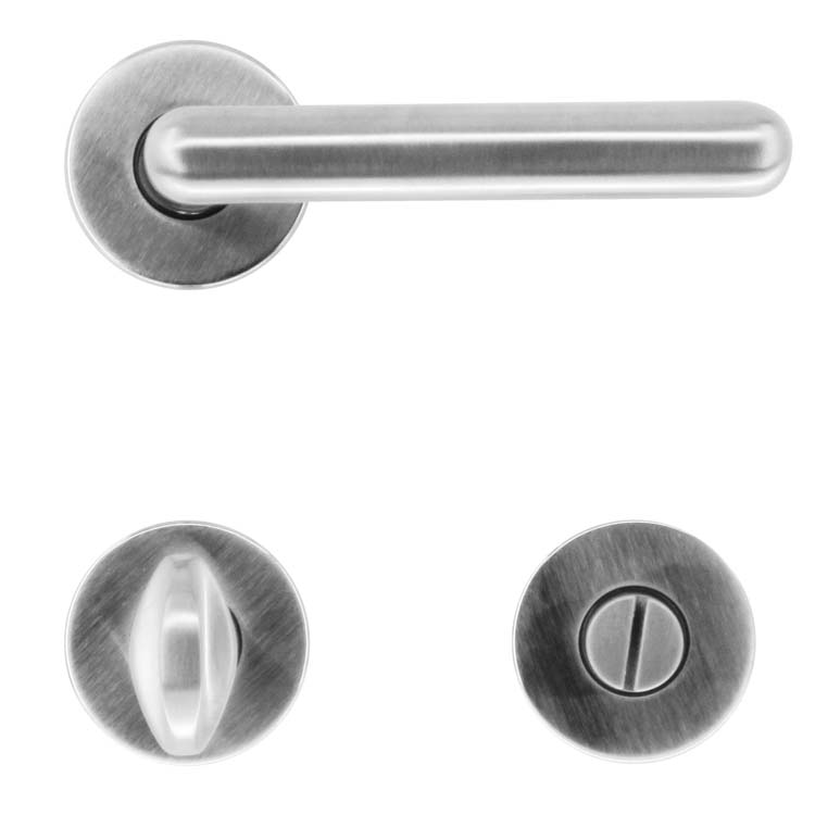 Poignée de porte pro vicenza look inox avec serrure toilette