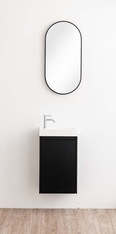 Meuble de toilette Windsor2 noir lavabo blanc mat 60x40x22cm