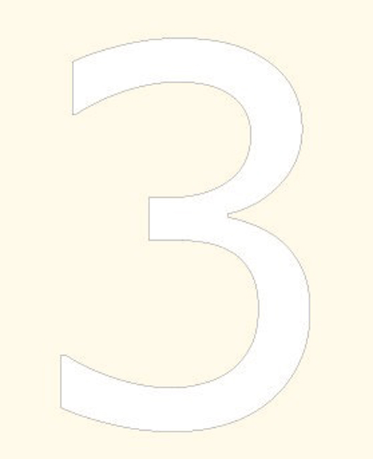 Numéro de maison 3 blanc 10cm avec bande adhésive