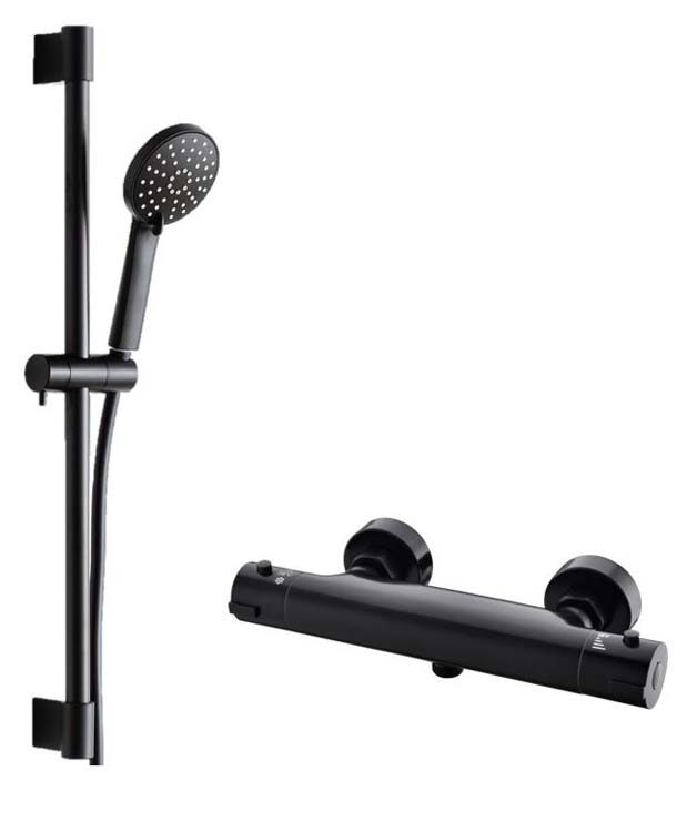 Douchekraan Sky Hanna met douchestang thermostatisch mat zwart