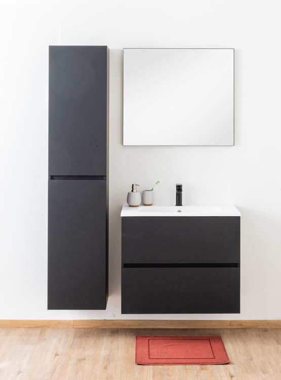 Meuble salle de bain Puro noir mat 800mm lavabo mat