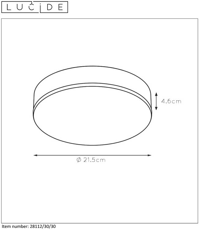 Lucide CERES-LED - Plafonnière Badkamer - Ø 21,5 cm - LED Dimb. - 1x30W 3000K - IP44 - Zwart
