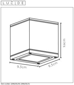 Plafonnier salle de bain - blanc - carré - GU10 - 50W - IP65