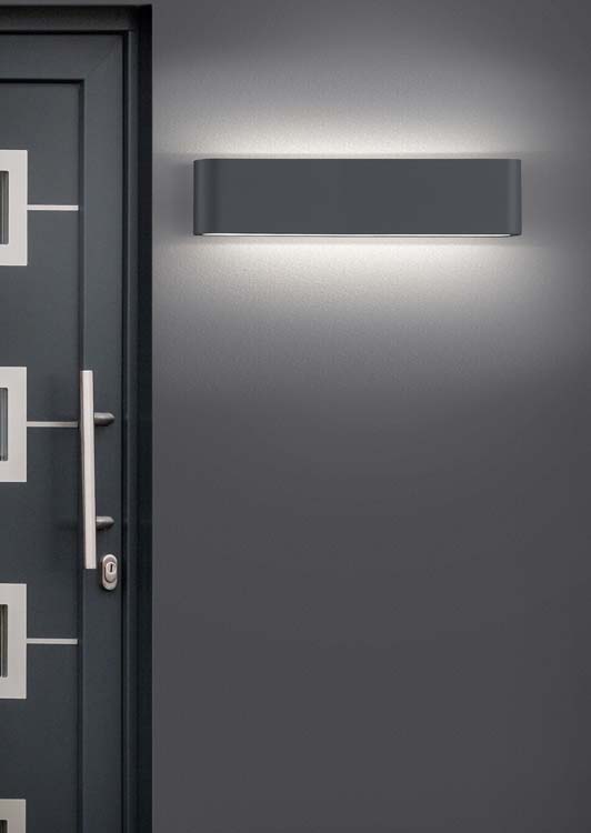 Applique murale antracite incl. 2x 8W LED/ 3000K/ 2x800LM L46,5cm