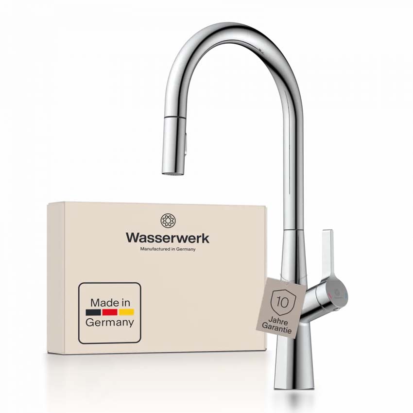 Robinet de cuisine Wasserwerk WK 9 Sphere chrome avec bec extractible