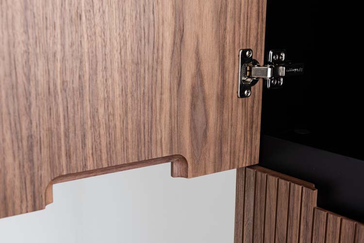 Meuble de salle de bains Willow noyer suspendu avec lavabo simple blanc mat 90cm Meuble de salle de bains Willow noyer suspendu avec lavabo simple blanc mat 90cm