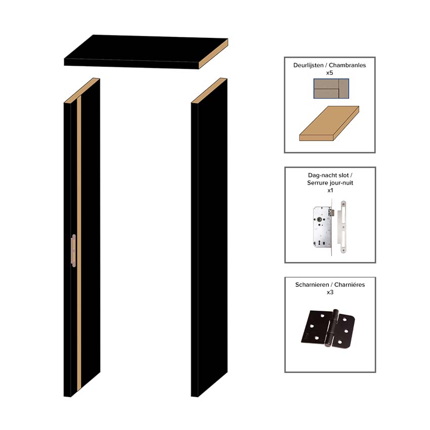 Deurkast zwart 201,5x40cm plaatsklaar