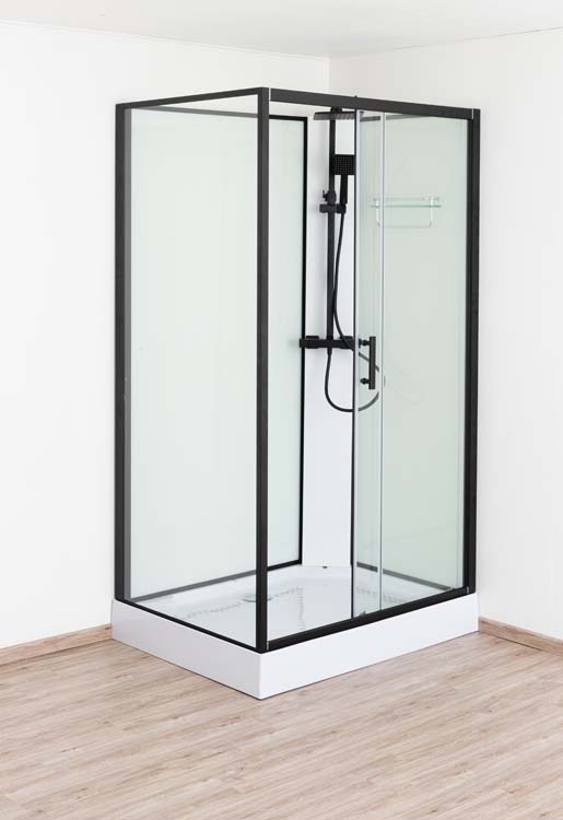 Douchecabine Ava rechts zwart/wit schuifdeur 90x120x226cm