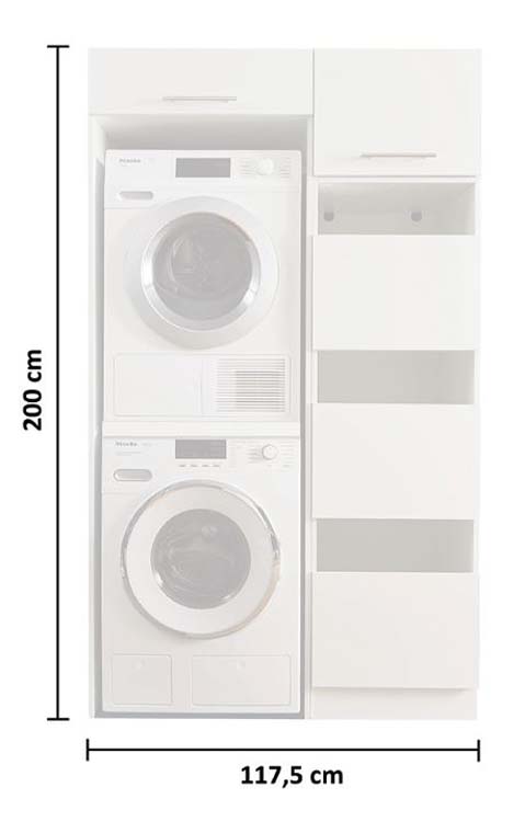 Meuble pour buanderie Decowash set 1 blanc 117,5x67,5x200cm