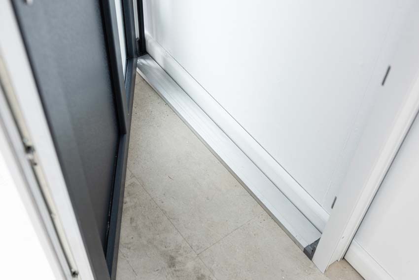 Porte extérieure Lumeo PVC vitrage mat anthracite/blanc 1000x2000mm gauche
