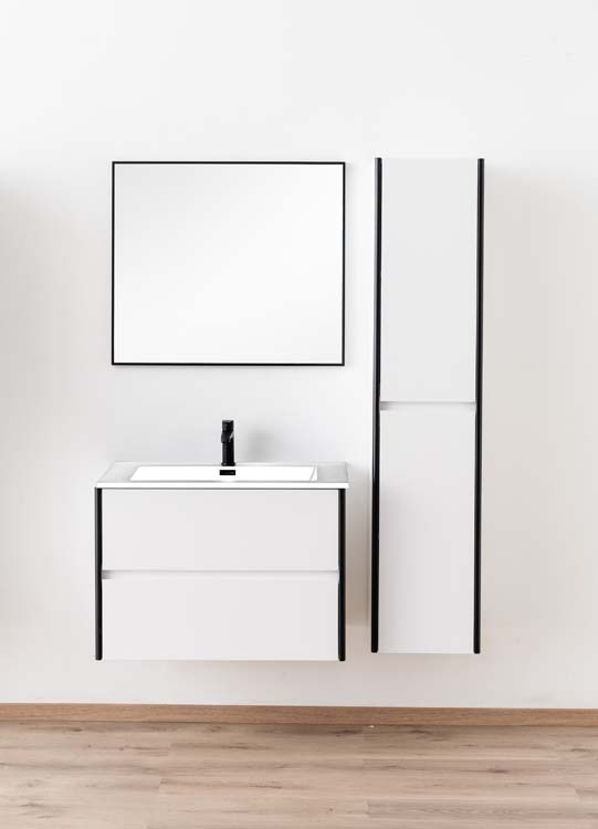 Meuble salle de bain Tako blanc mat 800mm lavabo blanc