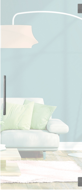 Complete glazen binnendeur Skyline Night mat 73x201cm inox ronde trekker + scharnieren