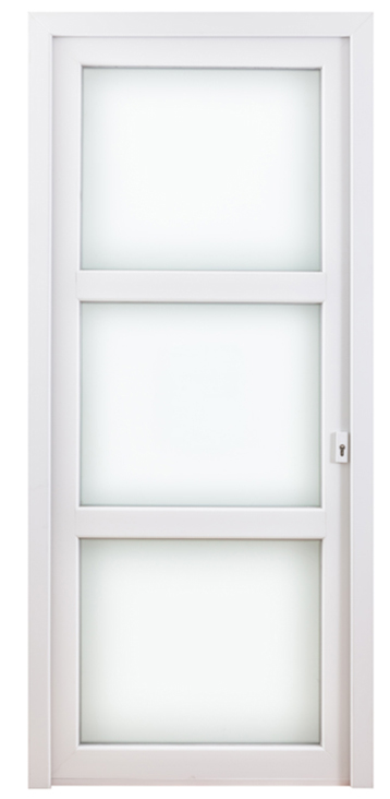 Porte extérieure 3 verres mat PVC blanc D 980x2180mm Porte extérieure 3 verres mat PVC blanc D 980x2180mm