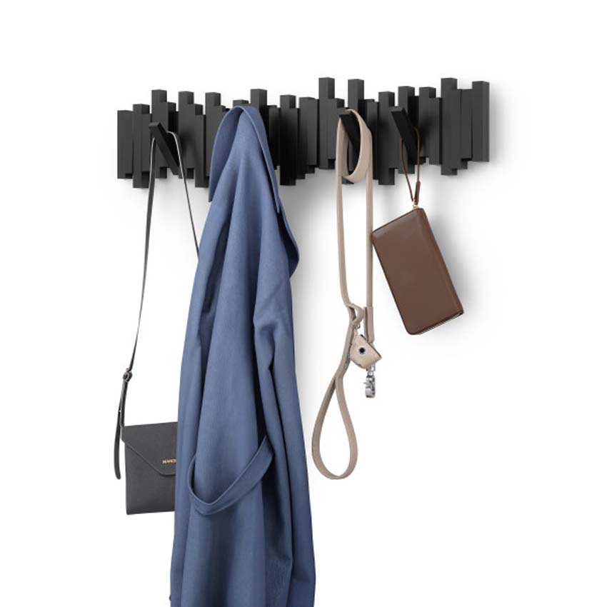 Kapstok Umbra Sticks kunststof zwart 72x3x18cm 8 haken