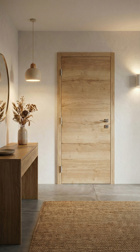 Porte intérieure complète Nature Wood 201,5x73cm tubulaire réversible + châssis 16,5cm