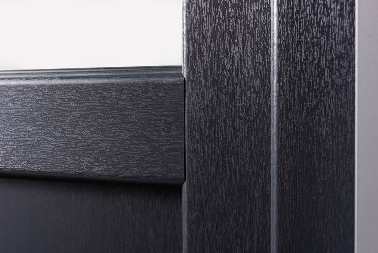 Porte extérieure semi-vitrée PVC verre clair anthracite/blanc 980x2180mm ouvrant à droite