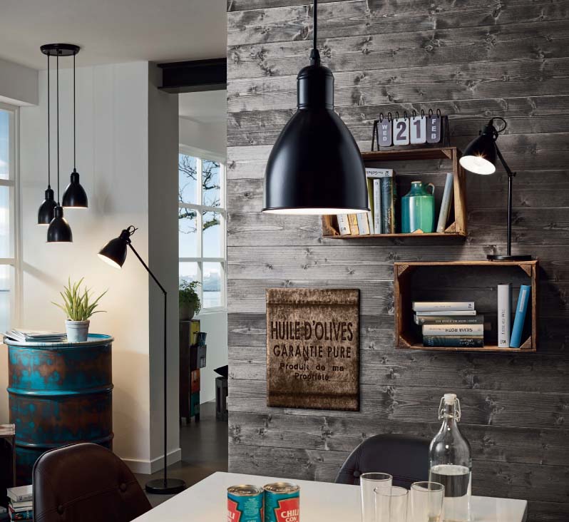 Abat-jour acier noir E27 excl lampe LED possible