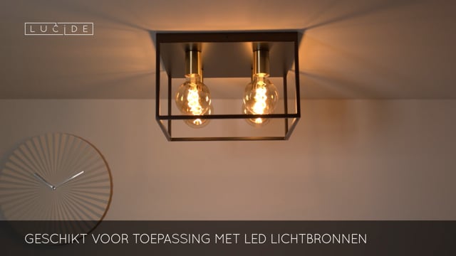 RUBEN - Plafonnier - 4xE27 - Carrée - Noir