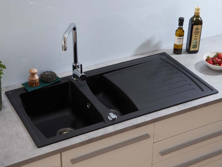 Spoelbak Nils zwart 1,5 bak 100x50cm