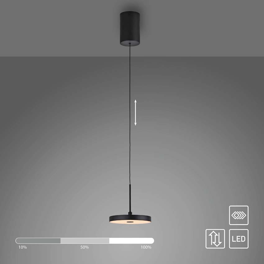 Suspension Easy Lift - Noir - Ø15,2cm - Dimmable - 1x6,8W - 3000K