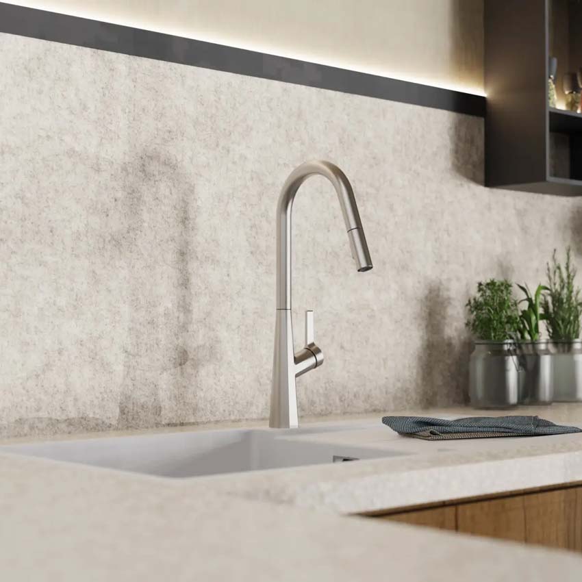 Keukenkraan Wasserwerk WK 9 Curve inox-look met uittrekbare uitloop