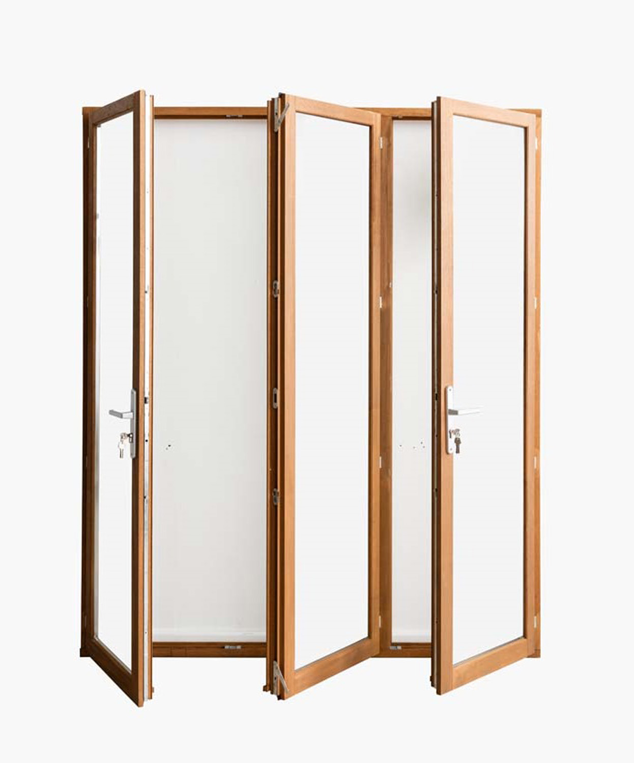 Fenêtre terasse bois Meranti Trae 3 vantaux 55mm naturel 1800x2150 mm