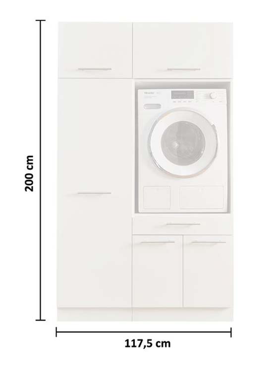 Wasmachine kast Decowash set 9 wit 117,5x67,5x200cm