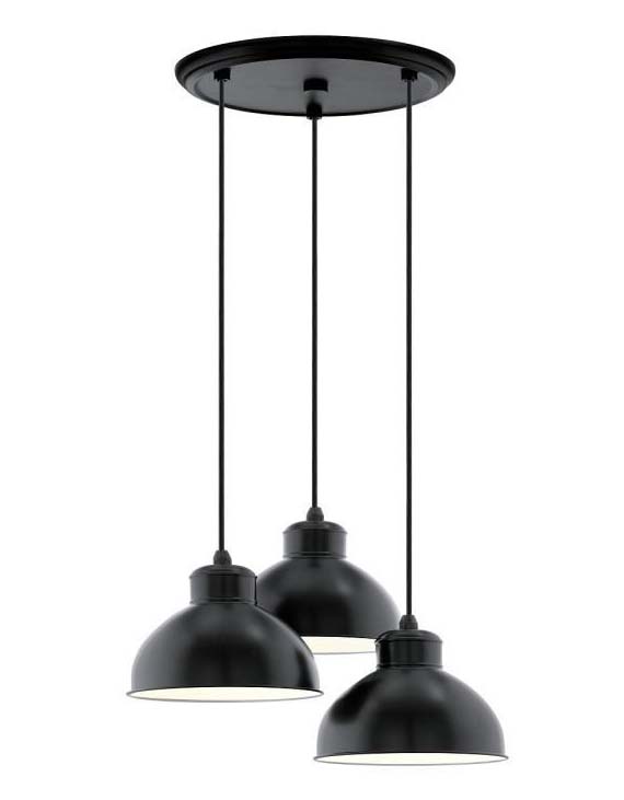 Hanglamp staal 3 licht E27 excl lamp LED mogelijk