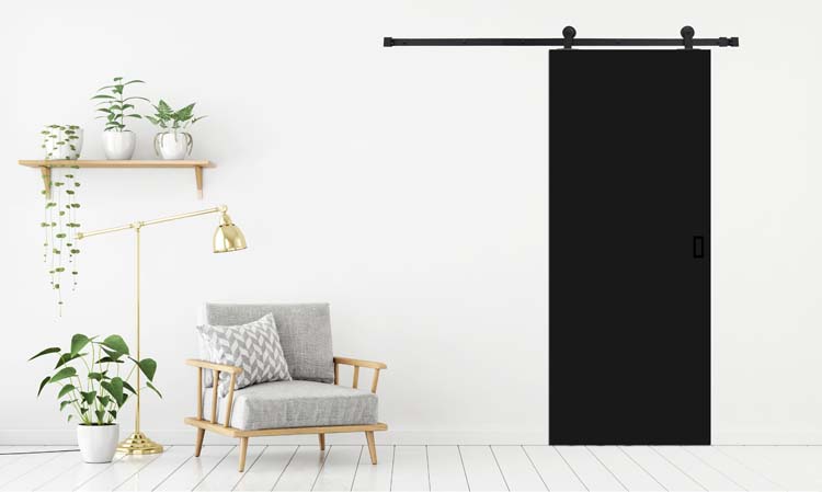 Complete enkele schuifdeur Black 93x211,5cm + rail antiek zwart