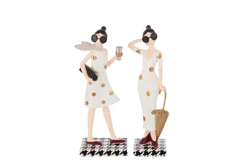 Statue femme sur pied polyrésine multicolore 11x7x30cm