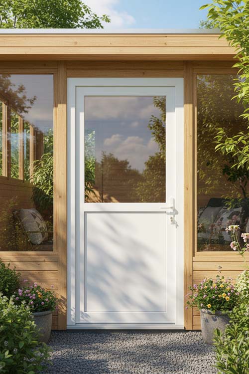 Porte extérieure Tano pvc blanche 60 mm 860 x 2080 mm demi-vitrée D