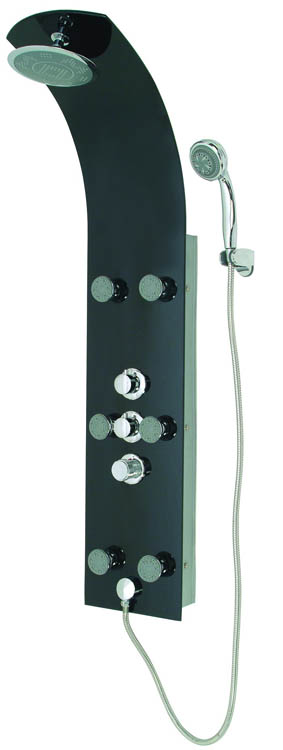 Doucheset Lente thermostatisch 6 massagesproeiers zwart