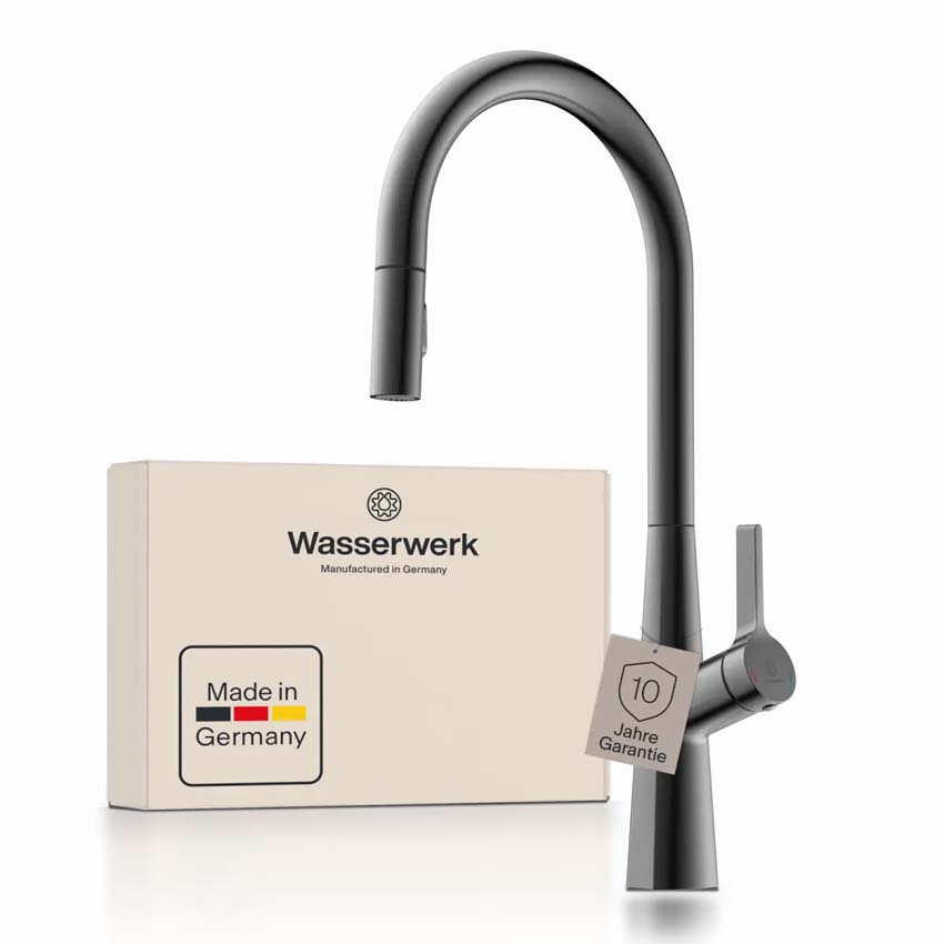 Robinet de cuisine Wasserwerk WK 9 Sphere graphite mat avec bec extractible