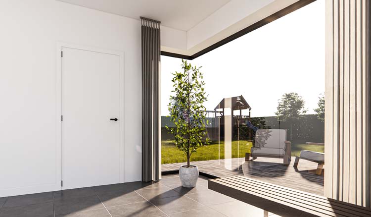 Porte intérieure complète Uran blanc 211,5x83cm aggloméré tubulaire réversible + châssis 16,5cm