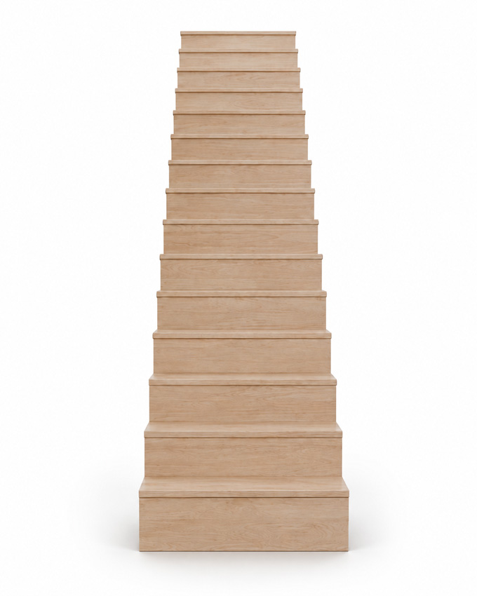 Escalier fermé Lubeck hêtre droit 305x90cm marche de 17cm