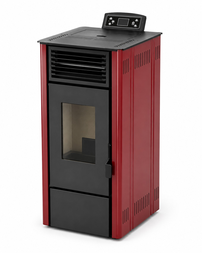 Pelletkachel Digi - 8kW - 160m³ - bordeaux - 47,8x43,5x90,1cm