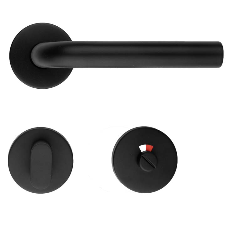 Poignée de porte pro  lucera 19mm class 3 noir avec serrure toilette