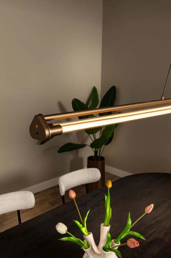 Lucide Vibes Janderin - Hanglamp - LED Dimbaar - CCT - 2x16,5W 2200K/3300K - Handbewegingssensor - Champagne