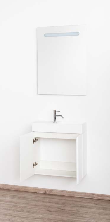 Toiletmeubel Ayko glanzend wit wastafel mat wit 60x60x22cm