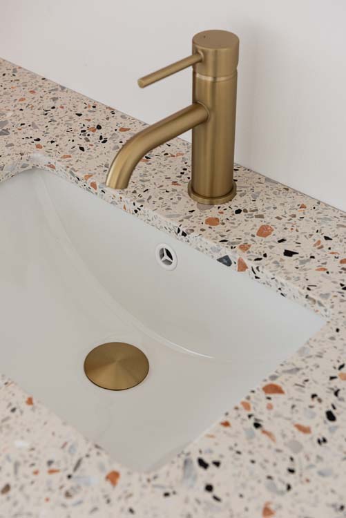 Topblad terrazzo met wastafel voor enkel badkamermeubel 90,5cm
