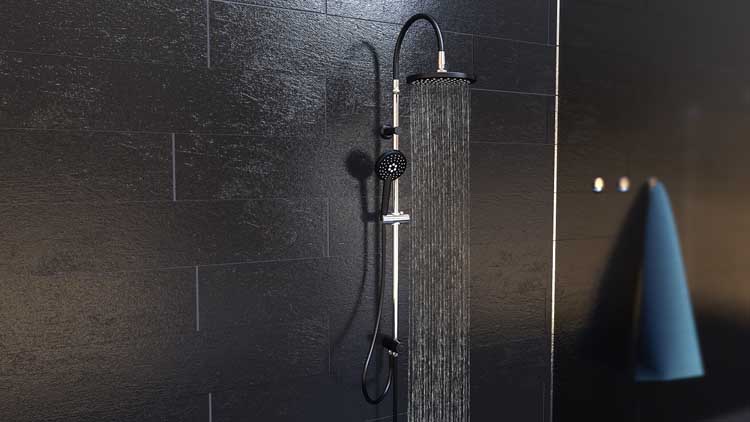 Set de douche avec douche principale Fons chrome/noir Set de douche avec douche principale Fons chrome/noir